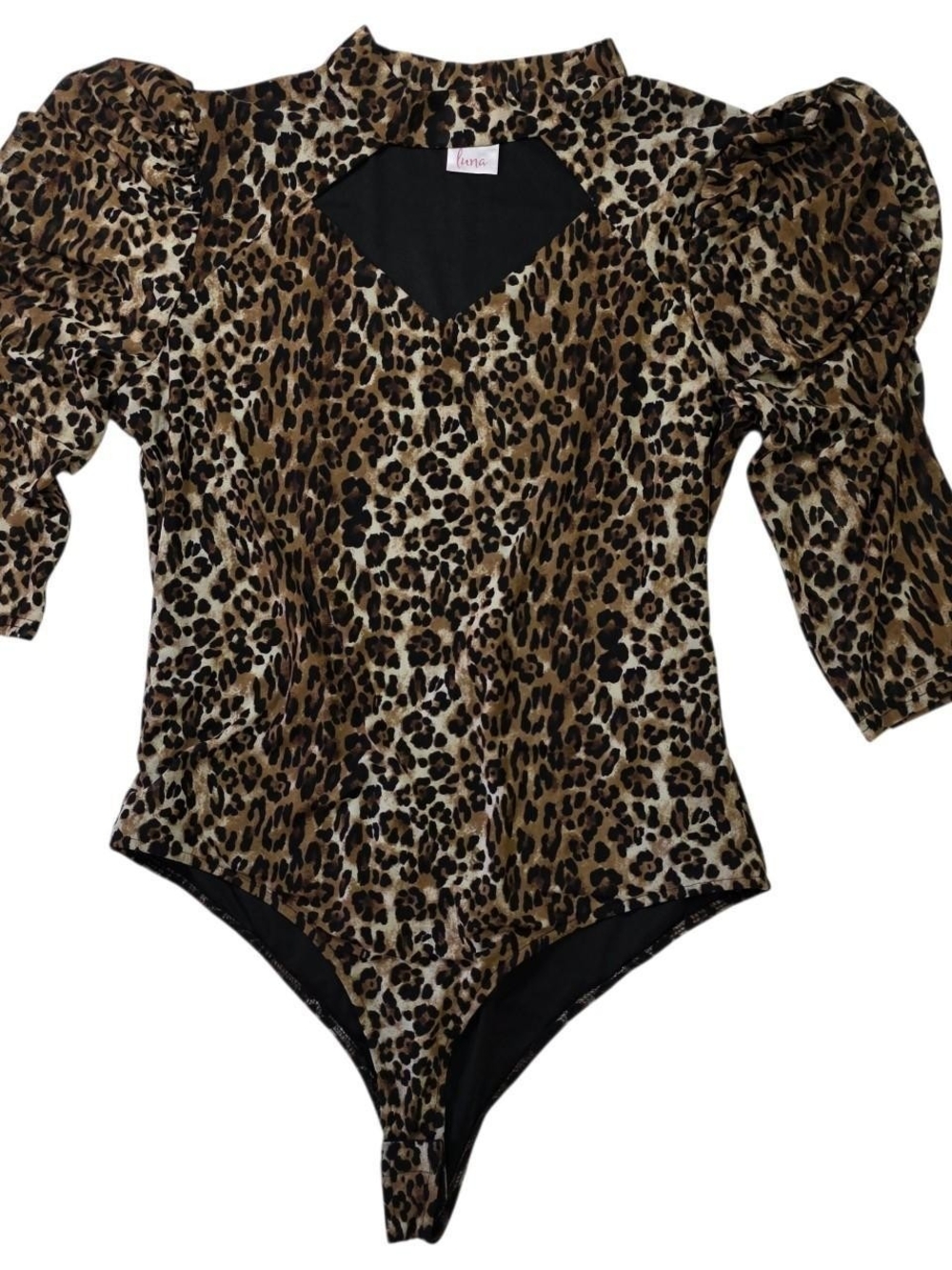 Wome's  Leopard Print One-Piece Swimsuit - Brown-Size XL